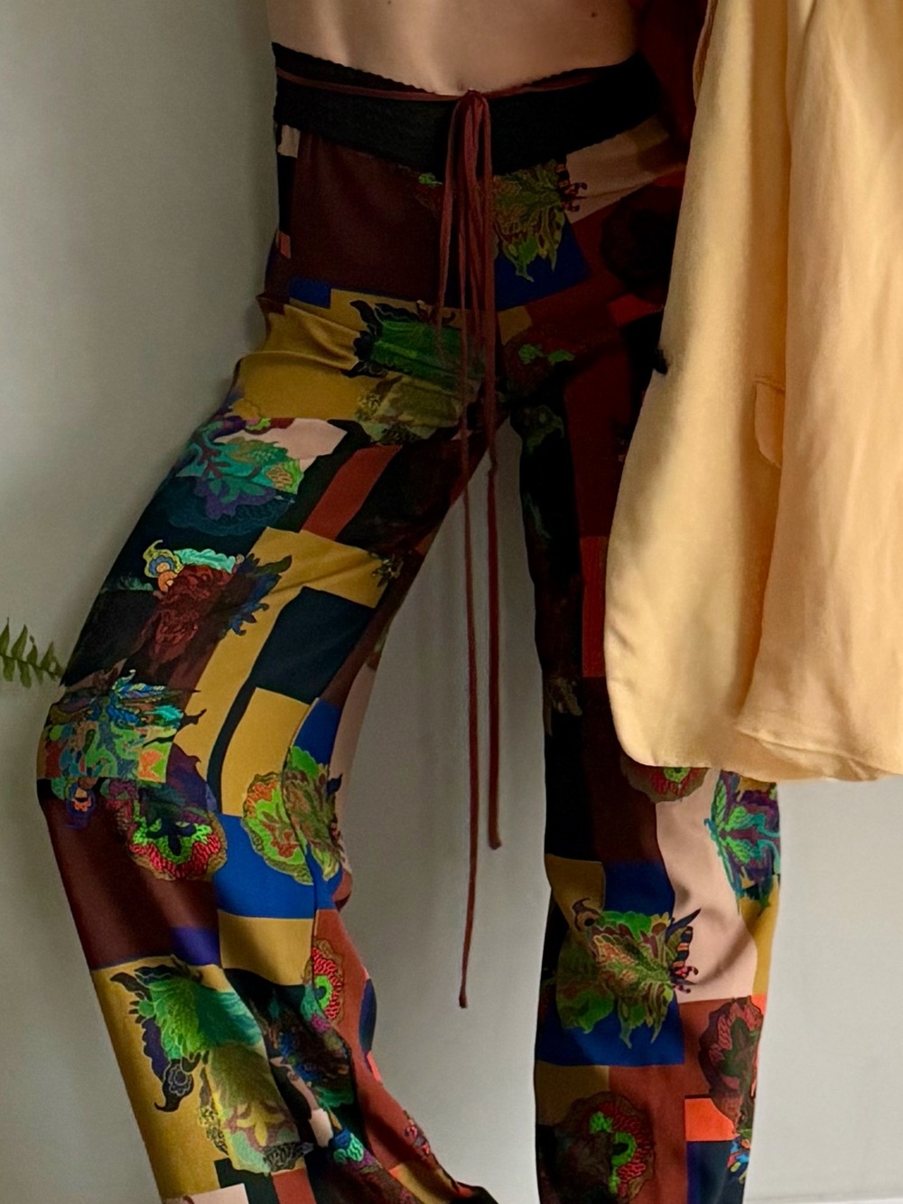 Save The Queen Patchwork Floral Wide-Leg Pants in Multi Colors - Picture 7 of 12